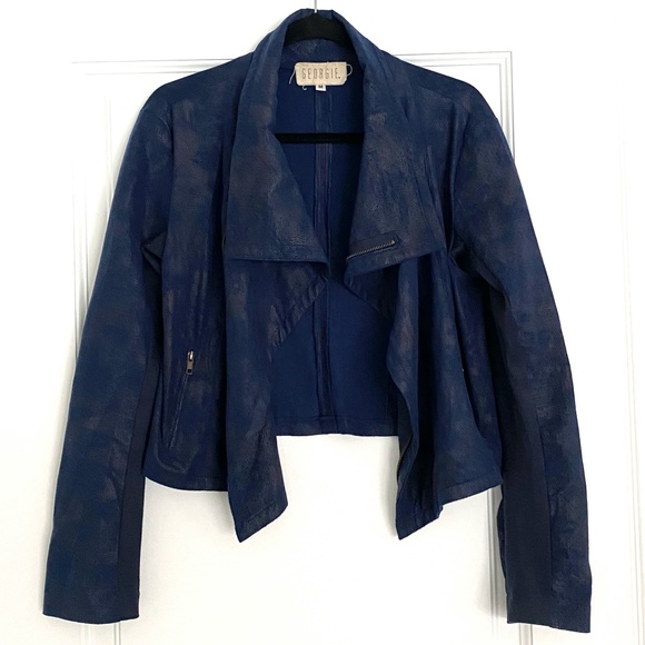 Georgie Jackets & Blazers - Georgie Faux Leather Cropped Moto Jacket - M